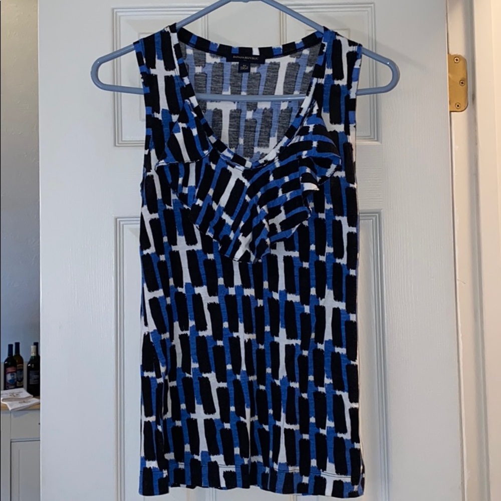 Fun pattern tank XS: blue, black, and white. BR